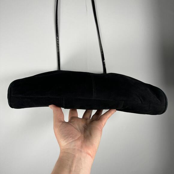 Vintage 1980s Jasmin Hong Kong Suede Snakeskin Leather Shoulder Bag Black Gold - Picture 6 of 16